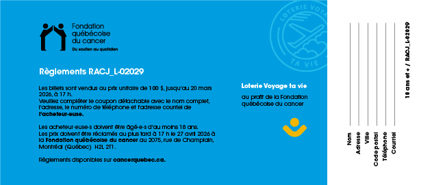 Billet de la Loterie Voyage ta vie 2026
